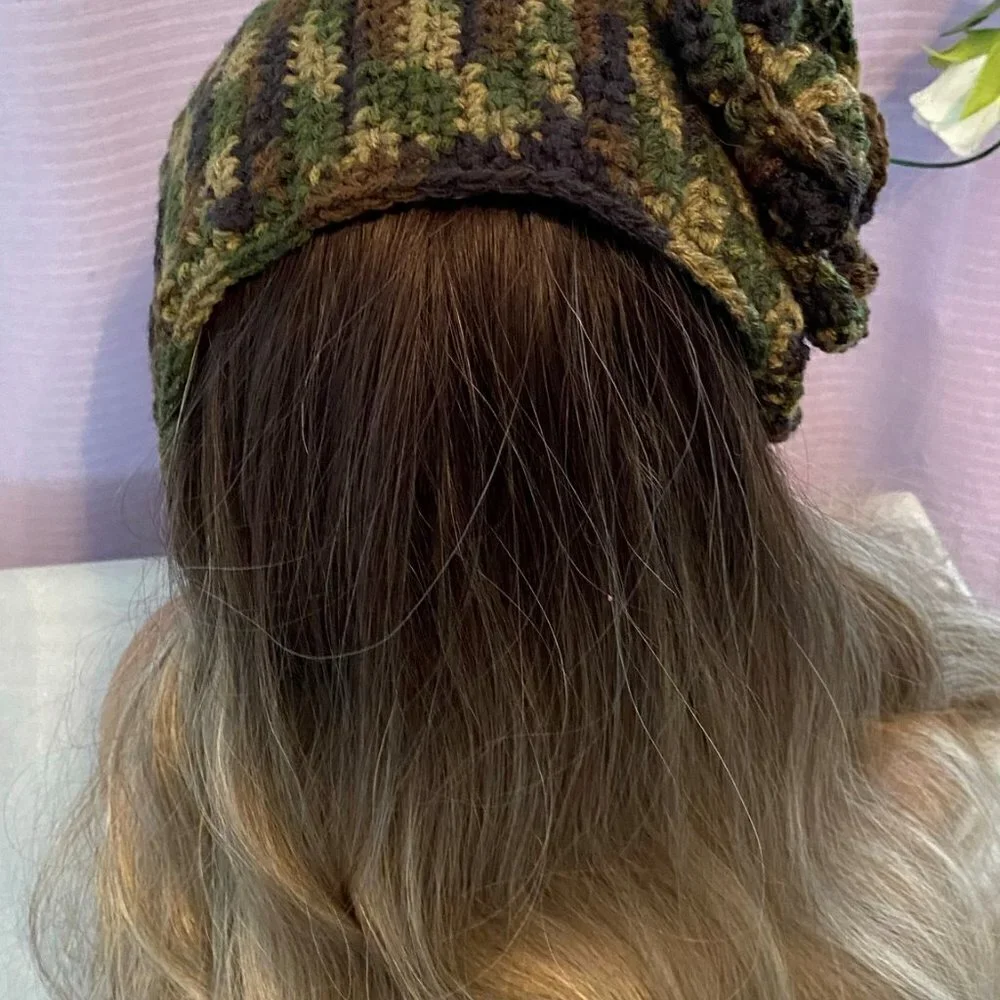Adult Small Camo Ear Warmer Hand Crocheted